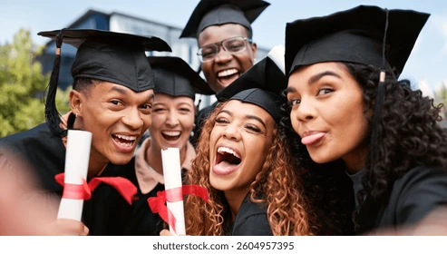 laughing-friends-students-selfie-graduation-260nw-2604957395
